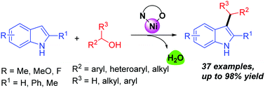 Graphical abstract: Nickel-catalyzed C3-alkylation of indoles with alcohols via a borrowing hydrogen strategy