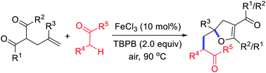 Graphical abstract: Iron-catalyzed oxidative cyclization of olefinic 1,3-dicarbonyls with ketone C(sp3)–H bonds: facile access to 2,3-dihydrofurans