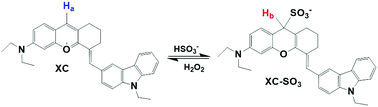 Graphical abstract: A reversible near-infrared fluorescence probe for the monitoring of HSO3−/H2O2-regulated cycles in vivo