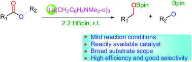 Graphical abstract: La(CH2C6H4NMe2-o)3-catalyzed reduction of esters to alcohols with pinacolborane