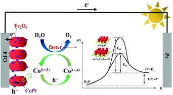 Graphical abstract: Effect of preparation conditions and Co–Pi groups as a noble metal-free redox mediator and hole extractor to boost the photoelectrochemical water oxidation for 1D nanorod α-Fe2O3