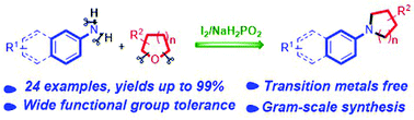 Graphical abstract: I2/NaH2PO2-mediated deoxyamination of cyclic ethers for the synthesis of N-aryl-substituted azacycles