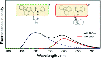 Graphical abstract: Electronic state of a fluoranthene–urea compound and the kinetics of its emissive tautomer state in the presence of acetate anions