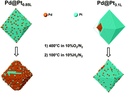 Graphical abstract: Elucidating the surface compositions of Pd@PtnL core–shell nanocrystals through catalytic reactions and spectroscopy probes