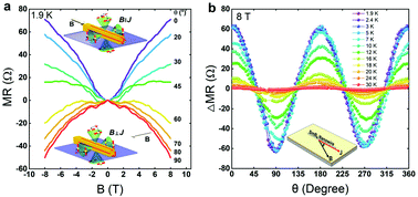 Graphical abstract: Anisotropic magnetoresistance as evidence of spin-momentum inter-locking in topological Kondo insulator SmB6 nanowires