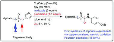 Graphical abstract: Synthesis of aliphatic α-ketoamides from α-substituted methyl ketones via a Cu-catalyzed aerobic oxidative amidation