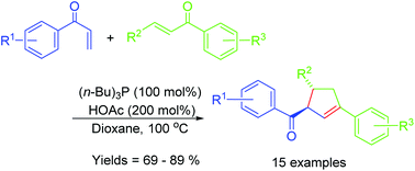 Graphical abstract: An organophosphorus-mediated cross-Rauhut–Currier/Wittig domino reaction for the efficient synthesis of trisubstituted cyclopentenes