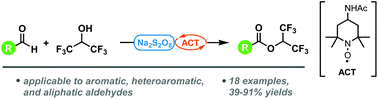 Graphical abstract: Preparation of hexafluoroisopropyl esters by oxidative esterification of aldehydes using sodium persulfate