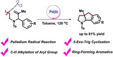 Graphical abstract: Palladium-catalyzed cascade 5-exo-trig radical cyclization/aromatic C–H alkylation with unactivated alkyl iodides