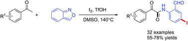 Graphical abstract: I2-DMSO mediated oxidative amidation of methyl ketones with anthranils for the synthesis of α-ketoamides