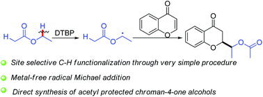 Graphical abstract: DTBP-promoted site-selective α-alkoxyl C–H functionalization of alkyl esters: synthesis of 2-alkyl ester substituted chromanones