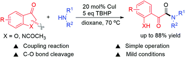 Graphical abstract: A copper iodide-catalyzed coupling reaction of benzofuran-3(2H)-ones with amines: an approach to α-ketoamides