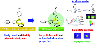 Graphical abstract: Boron complexes of thiazole-bridged 1,5-bidentate nitrogen ligands: synthesis and acid-responsive photophysical properties