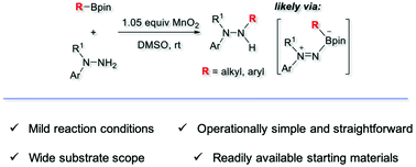 Graphical abstract: Synthesis of trisubstituted hydrazine via MnO2-promoted oxidative coupling of N,N-disubstituted hydrazine and boronic ester