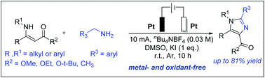 Graphical abstract: Electrochemical synthesis of 1,2,4,5-tetrasubstituted imidazoles from enamines and benzylamines