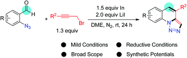 Graphical abstract: Indium-mediated annulation of 2-azidoaryl aldehydes with propargyl bromides to [1,2,3]triazolo[1,5-a]quinolines