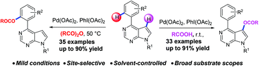 Graphical abstract: Pd-Catalyzed solvent-controlled site-selective arene C–H monoacyloxylation of pyrrolo[2,3-d]pyrimidine derivatives