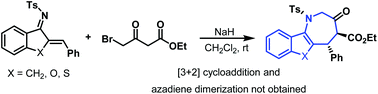 Graphical abstract: Stereoselective [4 + 3] annulation of azadienes and ethyl 4-bromo-3-oxobutanoate: construction of benzindeno-fused azepine derivatives
