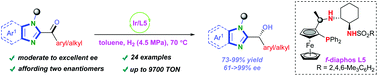 Graphical abstract: Iridium/f-diaphos catalyzed asymmetric hydrogenation of 2-imidazolyl aryl/alkyl ketones