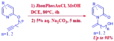 Graphical abstract: One-pot gold(i)-catalyzed synthesis of 2-pyridonyl alcohols