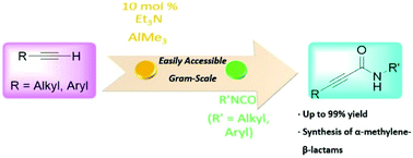 Graphical abstract: Synthesis of alkynamides through reaction of alkyl- or aryl-substituted alkynylaluminums with isocyanates