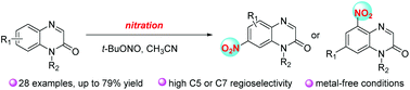 Graphical abstract: Metal-free regioselective nitration of quinoxalin-2(1H)-ones with tert-butyl nitrite