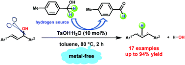 Graphical abstract: Direct deoxygenation of active allylic alcohols via metal-free catalysis