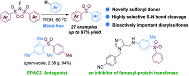 Graphical abstract: Metal-free sulfonylation of arenes with N-fluorobenzenesulfonimide via cleavage of S–N bonds: expeditious synthesis of diarylsulfones