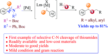 Graphical abstract: An efficient and straightforward approach for accessing thionoesters via palladium-catalyzed C–N cleavage of thioamides