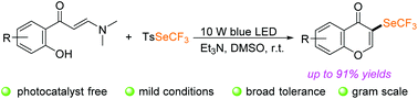 Graphical abstract: Visible-light-promoted trifluoromethylselenolation of ortho-hydroxyarylenaminones