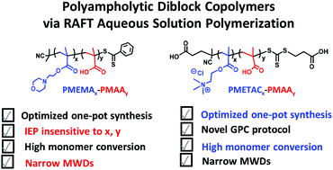 Graphical abstract: Synthesis of polyampholytic diblock copolymers via RAFT aqueous solution polymerization