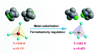 Graphical abstract: Metal regulated organic–inorganic hybrid ferroelastic materials: [(CH3)3CN(CH3)2CH2F]2[MBr4] (M = Cd and Zn)