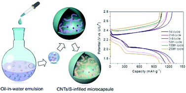 Graphical abstract: An encapsulation–reduction–catalysis confined all-in-one microcapsule for lithium–sulfur batteries displaying a high capacity and stable temperature tolerance