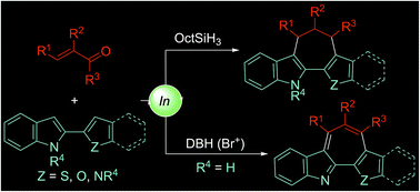 Graphical abstract: In(ONf)3-catalyzed 7-membered carbon-ring-forming annulation of heteroarylindoles with α,β-unsaturated carbonyl compounds