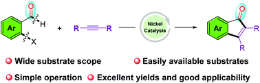 Graphical abstract: Regioselective synthesis of indenones via nickel-catalyzed Larock annulations