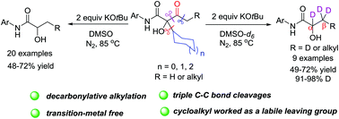 Graphical abstract: Transition-metal-free decarbonylative alkylation towards N-aryl α-hydroxy amides via triple C–C bond cleavages and their selective deuteration