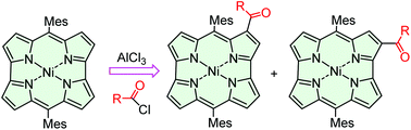 Graphical abstract: Friedel–Crafts acylation of antiaromatic norcorroles: electronic and steric modulation of the paratropic current