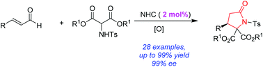 Graphical abstract: Asymmetric synthesis of γ-lactams under low-loading N-heterocyclic carbene catalysis