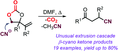 Graphical abstract: Formation of β-cyano-ketones through cyanide-promoted ring-opening of cyclic organic carbonates