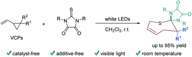 Graphical abstract: Visible-light-induced, catalyst and additive-free cycloaddition of vinylcyclopropanes: access to sulfur-containing seven-membered heterocycles