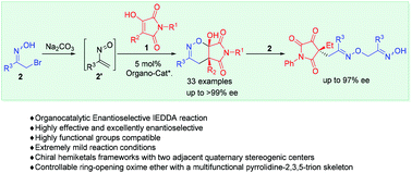 Graphical abstract: Organocatalytic enantioselective Diels–Alder reaction between hydroxymaleimides and in situ generated nitrosoalkenes for direct preparation of chiral hemiketals with 1,2-oxazine skeleton