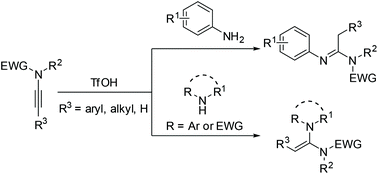 Graphical abstract: Nonmetal-catalyzed hydroamination of ynamides with amines