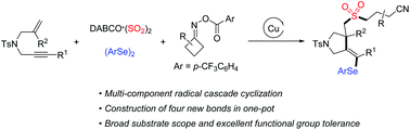 Graphical abstract: Copper-catalyzed regio- and chemoselective selenosulfonylation of 1,6-enynes from sulfur dioxide