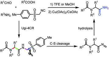 Graphical abstract: Facile construction of peptidomimetics by sequential C–S/C–N bond activation of Ugi-adducts