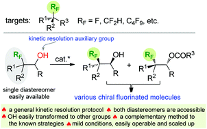 Graphical abstract: Access to enantioenriched molecules with diverse fluorinated tetrasubstituted stereocenters using hydroxy as a kinetic resolution auxiliary group