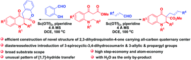Graphical abstract: Diastereoselective construction of structurally diverse 2,3-dihydroquinolin-4-one scaffolds via redox neutral cascade [1,7]-hydride transfer/cyclization