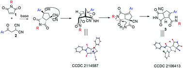 Graphical abstract: Cascade Michael/aldol/rearrangement between phenacylmalononitriles and maleimides: highly diastereoselective access to functionalized bicyclic cyclopentenes containing a CN-substituted all-carbon quaternary center