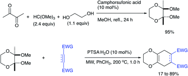 Graphical abstract: 2,3-Dimethoxy-2,3-dimethyl-1,4-dioxane as a useful precursor to 2,3-dimethylene-1,4-dioxane for [4+2] cycloaddition reaction