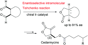 Graphical abstract: Catalytic enantioselective intramolecular Tishchenko reaction of meso-dialdehyde: synthesis of (S)-cedarmycins