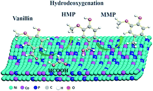 Graphical abstract: In situ hydrodeoxygenation of vanillin over Ni–Co–P/HAP with formic acid as a hydrogen source